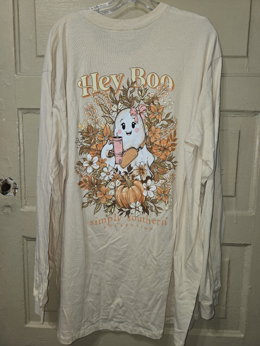 Simply Southern Hey Boo Pumpkin Ghost Long Sleeve Tshirt NWT Size: XXL